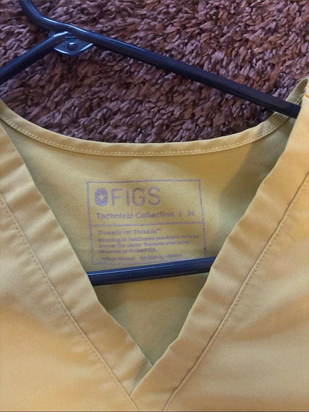 Figs Yellow V-Neck Scrub Top with matching pants included - Picture 3 of 5